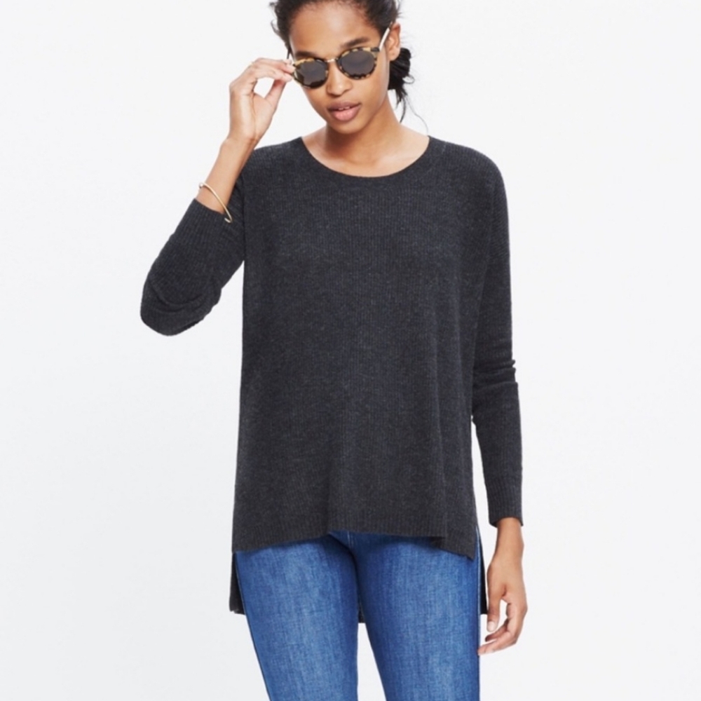 MADEWELL Womens Charcoal Gray Warmlight Pullover Ribbed Sweater Size S
